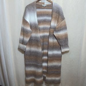 Z Supply long cardigan sweater brown, tan and cream and off white